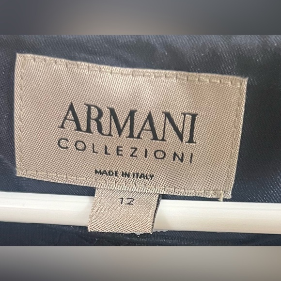 Vintage Armani Collezioni Dark Navy Tie Pencil Classic Made in Italy Dress Sz 12 - Picture 4 of 5